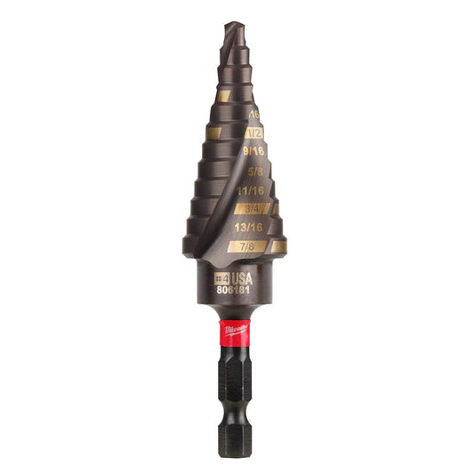 Milwaukee  SHOCKWAVE  3/16 to 7/8 in.  High Speed Steel  #4  Impact Step Drill Bit  1 pc.